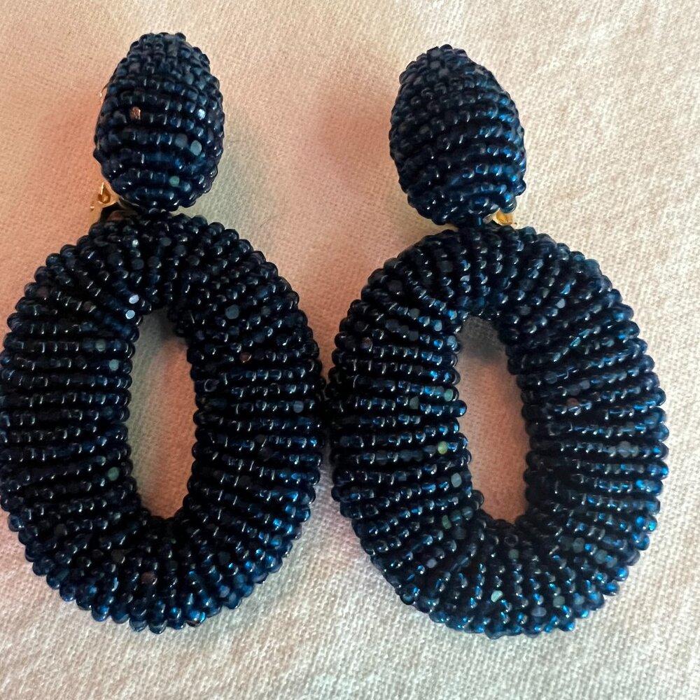 Oscar de la Renta Beaded "O" Drop Earrings